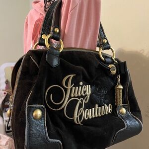 Juicy Couture Black and Gold Satchel with Luxe Accents